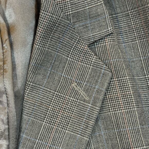 Glen Plaid Suit Jacket 42L by Arnie – Gray Brown Check - Picture 3 of 16
